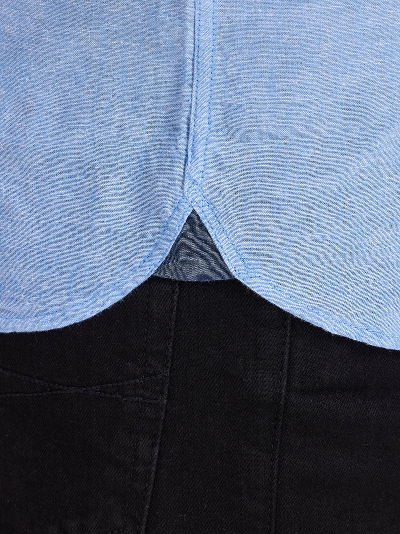 Short Sleeve Classic Linen Shirt - Sky Blue