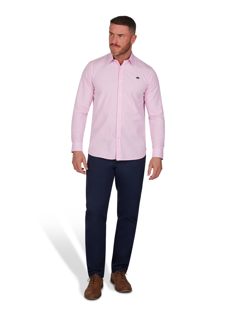 Classic Long Sleeve Stripe Shirt - Pink