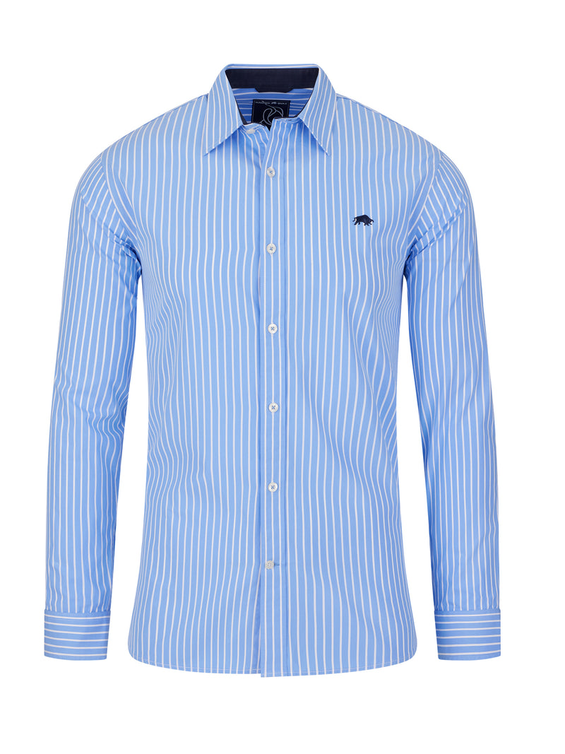 Classic Long Sleeve Stripe Shirt - Mid Blue