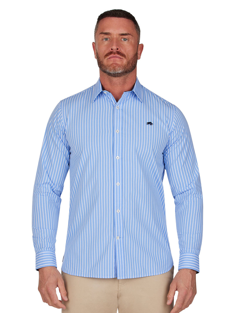 Classic Long Sleeve Stripe Shirt - Mid Blue