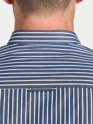 Long Sleeve Classic Poplin Stripe Shirt - Navy