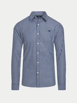Long Sleeve Classic Poplin Stripe Shirt - Navy