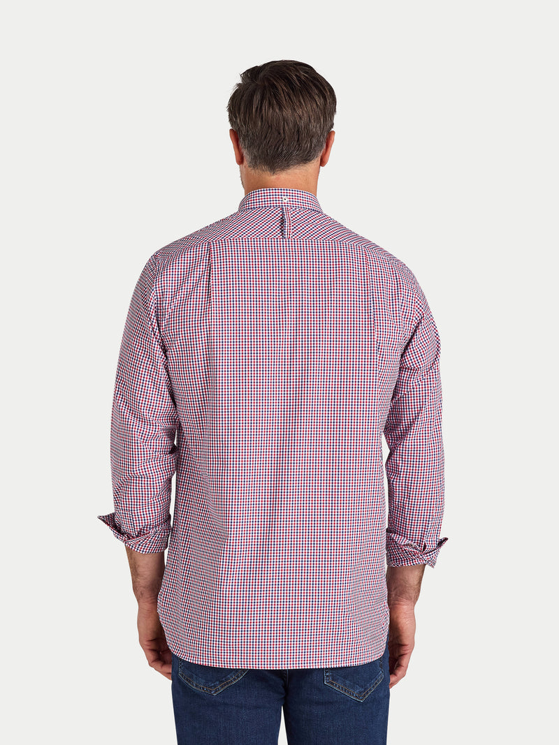Long Sleeve Graph Check Poplin Shirt - Red