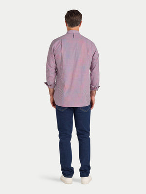 Long Sleeve Graph Check Poplin Shirt - Red