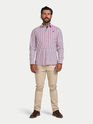 Short Sleeve Large Check Cotton Poplin Shirt - Pink