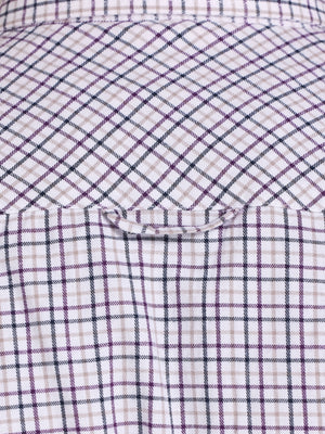 Long Sleeve Tattersall Brushed Cotton Shirt - White/Purple