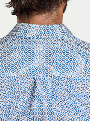 Long Sleeve Pentagon Pattern Cotton Poplin Shirt - White