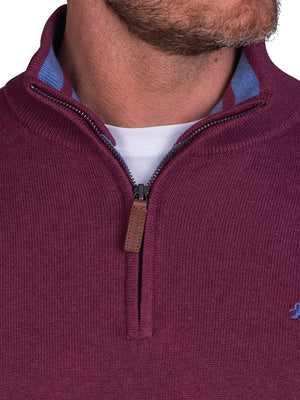 Classic Quarter Zip Knit - Burgundy