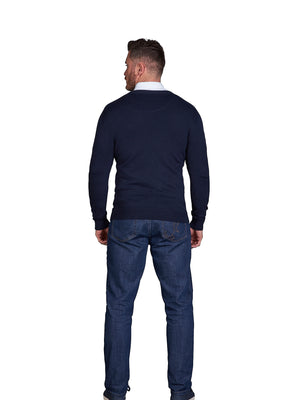 Classic V Neck Knit - Navy