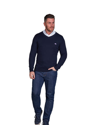 Classic V Neck Knit - Navy