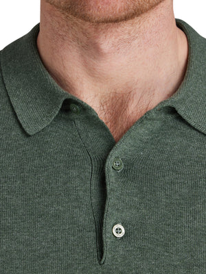 Long Sleeve Classic Knitted Polo - Sage