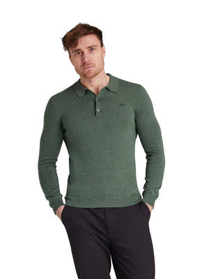 Long Sleeve Classic Knitted Polo - Sage