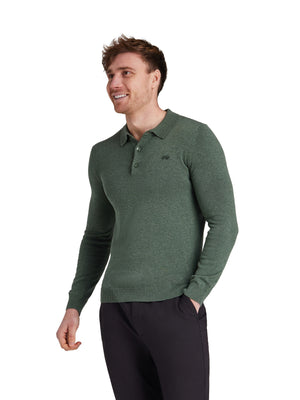 Long Sleeve Classic Knitted Polo - Sage