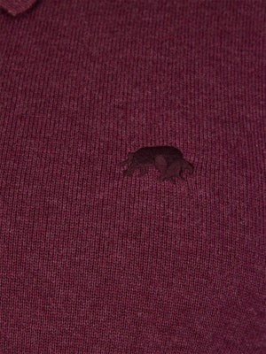 Long Sleeve Knitted Polo - Burgundy