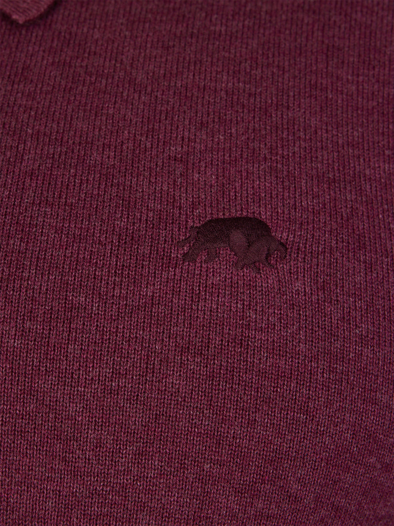 Long Sleeve Knitted Polo - Burgundy