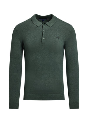 Long Sleeve Classic Knitted Polo - Sage