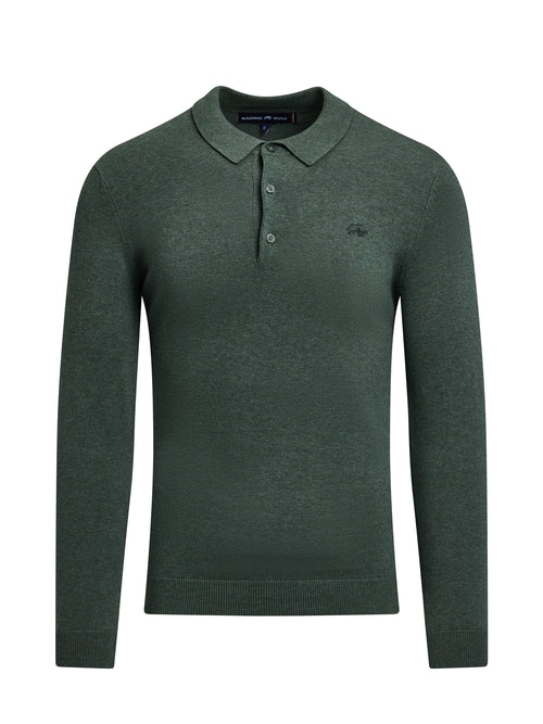 Long Sleeve Classic Knitted Polo - Sage