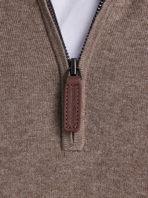Classic Quarter Zip Cotton/Cashmere Knit - Toast