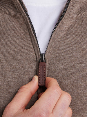 Classic Quarter Zip Cotton/Cashmere Knit - Toast