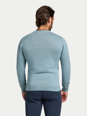 Classic Crew Neck Cotton/Cashmere Knit - Green Marl