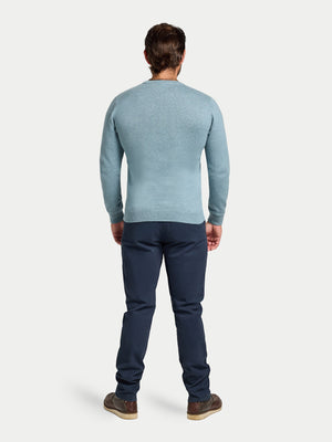 Classic Crew Neck Cotton/Cashmere Knit - Green Marl