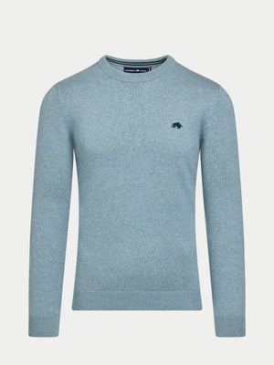 Classic Crew Neck Cotton/Cashmere Knit - Green Marl