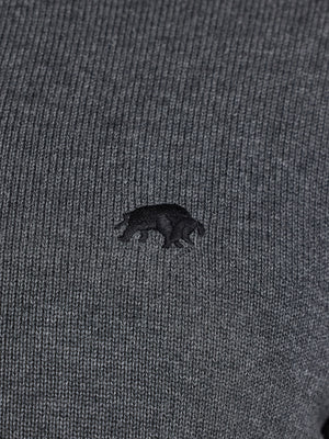 Classic Quarter Zip Cotton/Cashmere Knit - Charcoal