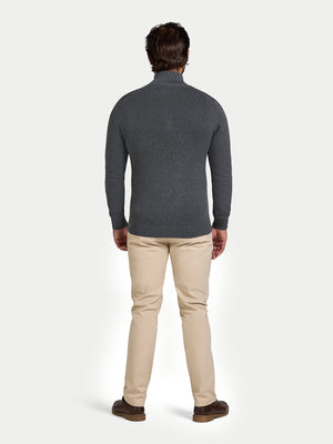 Classic Quarter Zip Cotton/Cashmere Knit - Charcoal