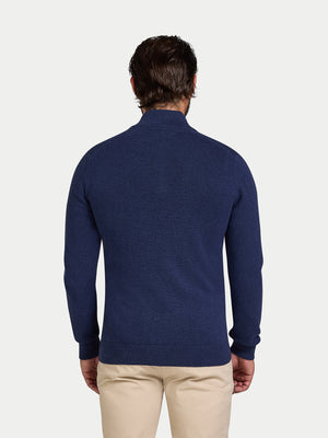 Classic Quarter Zip Cotton/Cashmere Knit - Navy