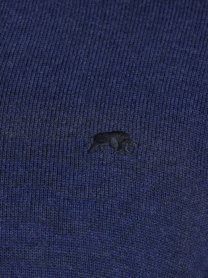 Classic Quarter Zip Cotton/Cashmere Knit - Navy