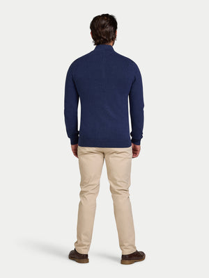 Classic Quarter Zip Cotton/Cashmere Knit - Navy