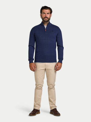 Classic Quarter Zip Cotton/Cashmere Knit - Navy