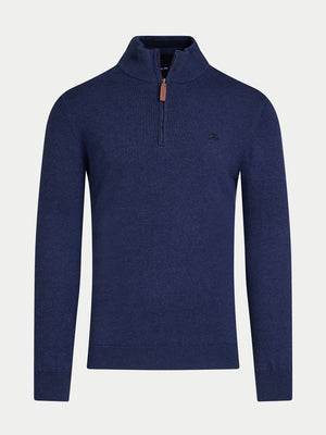 Classic Quarter Zip Cotton/Cashmere Knit - Navy