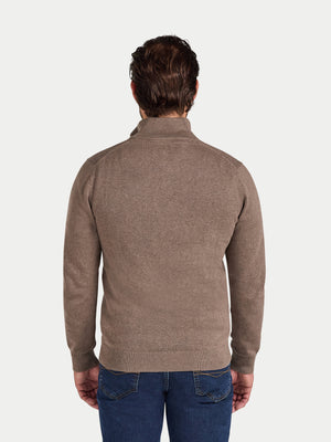Classic Quarter Zip Cotton/Cashmere Knit - Toast