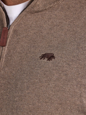 Classic Quarter Zip Cotton/Cashmere Knit - Toast