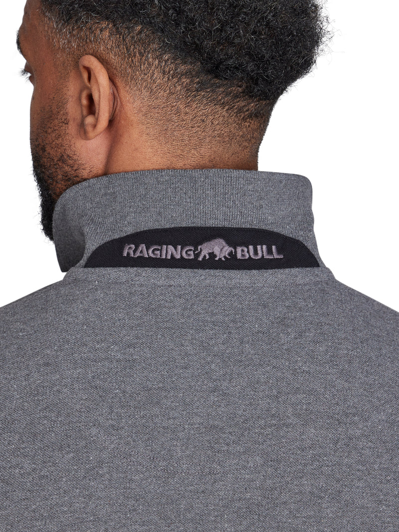 Long Sleeve Classic Patch Pique Polo - Charcoal