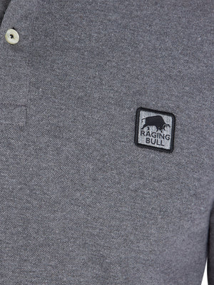 Long Sleeve Classic Patch Pique Polo - Charcoal