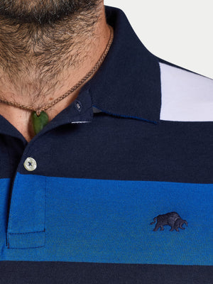 Classic Jersey Contrast Panel Polo - Navy