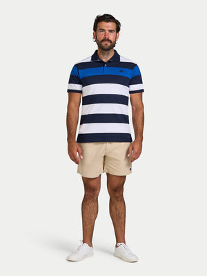 Classic Jersey Contrast Panel Polo - Navy