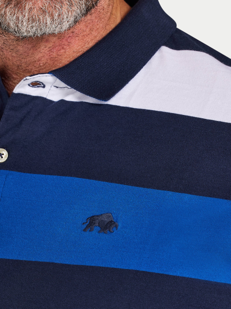 Classic Jersey Contrast Panel Polo - Navy