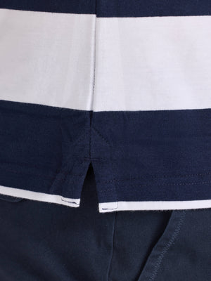Classic Jersey Contrast Panel Polo - Navy