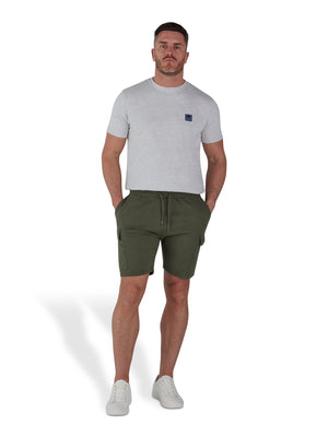 Stretch Waist Jersey Cargo Short - Army Green