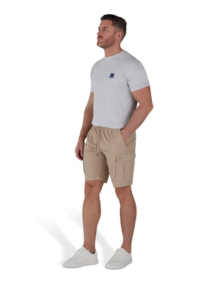 Stretch Waist Twill Cargo Short - Tan