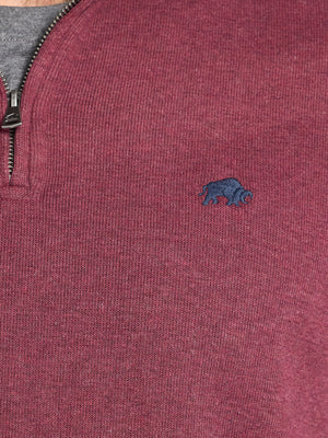 Classic French Rib Quarter Zip - Burgundy