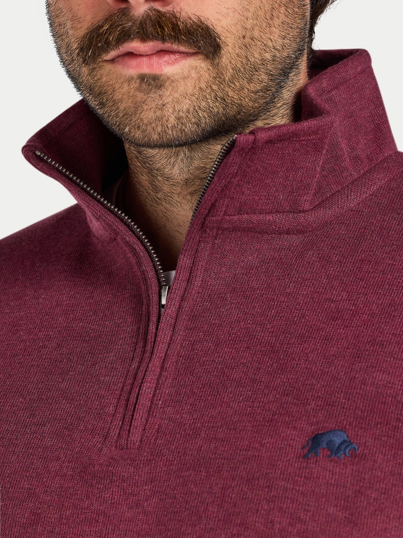 Classic French Rib Quarter Zip - Burgundy