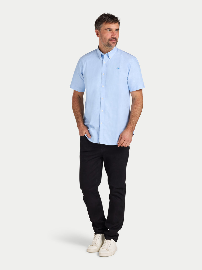 Short Sleeve Lightweight Oxford Shirt - Sky Blue