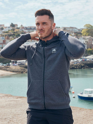 Zip Through Hoodie - Dark Grey Marl