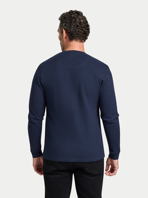 Henley Jersey Waffle - Navy