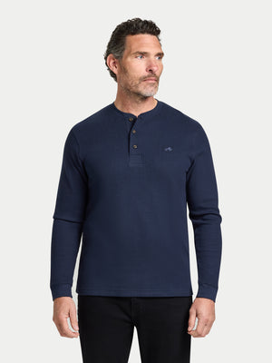 Henley Jersey Waffle - Navy