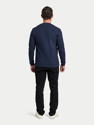 Henley Jersey Waffle - Navy